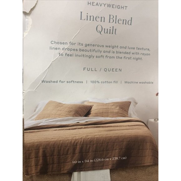Casaluna Bedding Casaluna Heavyweight Linen Blend Quilt Brown Size